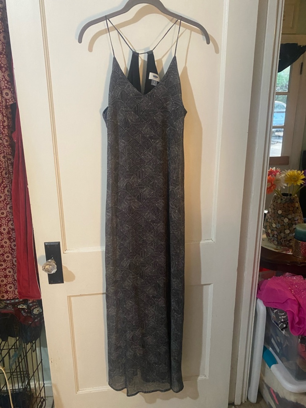 Old Navy Black and White Geometric Maxi Dress